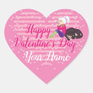Girl Being in love  Heart Sticker