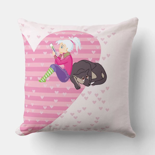 Girl Being in love Throw Pillow (Front)