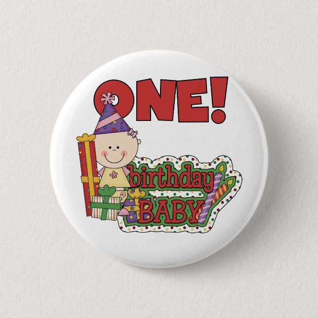 Girl Birthday Baby Tshirts and Gifts 2 Inch Round Button (Front)