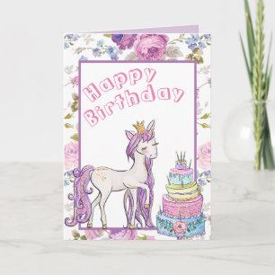 Girl Birthday Gift Gold Unicorn Custom Personalize Card