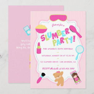 Girl Birthday Slumber Party Invitation