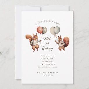 Girl Birthday Squirrel Invitations