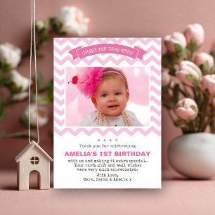 Girl birthday thank you card