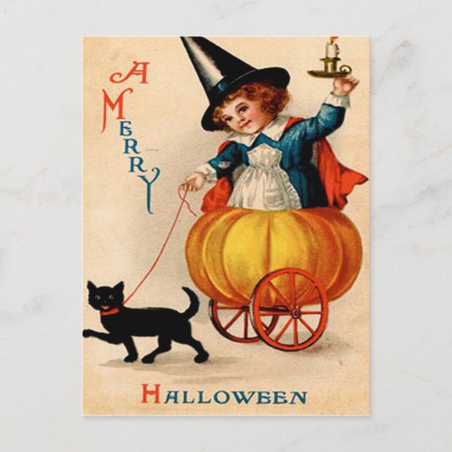Girl & Black Cat Postcard (Front)