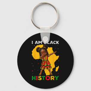 Girl Black History Month African American Afro Gir Keychain