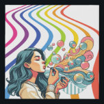 girl blowing abstract bubbles illustration art faux canvas print<br><div class="desc">girl blowing abstract bubbles colour illustration art Faux Canvas Print</div>