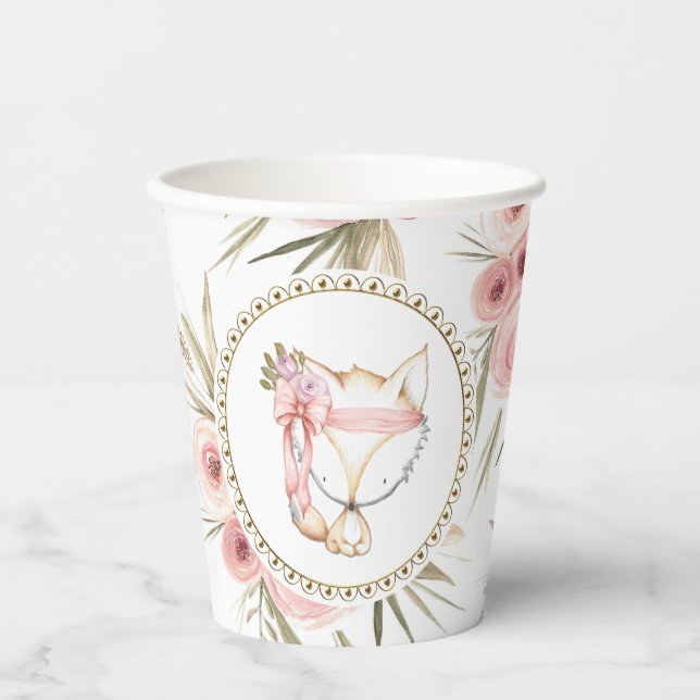 Girl Boho Fox Baby Shower Paper Cups (Front)
