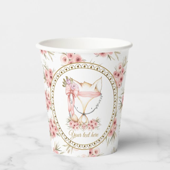Girl Boho Fox Baby Shower Paper cups (Front)