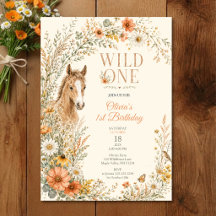 Girl Boho Orange Wildflower Horse Birthday