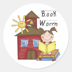 Girl Book Worm T-shirts and Gifts Classic Round Sticker