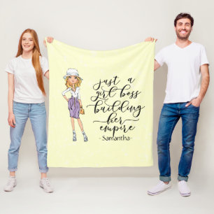 Girl Boss   Blonde Lady   Yellow Fleece Blanket