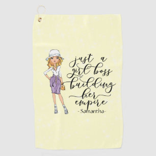 Girl Boss   Blonde Lady   Yellow Golf Towel