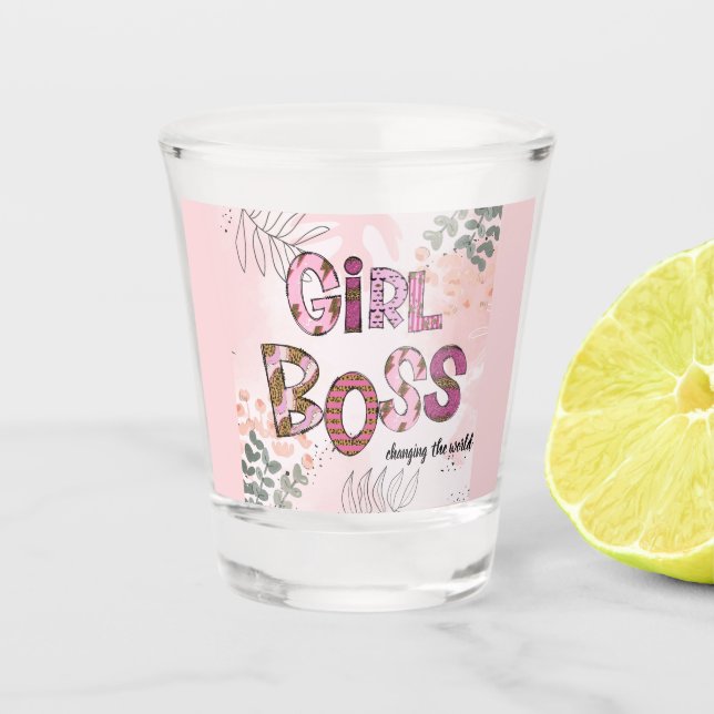 Girl Boss Bold Letters Changing The World Shot Glass (Front)