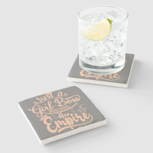 Girl Boss Building Her Empire Word Art Stone Coaster