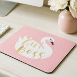 Girl Boss | Chic Girly White Swan & Polka Dot Mouse Pad<br><div class="desc">Personalized your desktop office space with our unique mouse pad prints. Beautiful large stylized white swan illustration with the words "Girl Boss" designed in a brush script font is faux gold that's incorporated over the swan illustration. A blush pink polka dot background contrast beautifully with the swan illustration. All illustrations...</div>