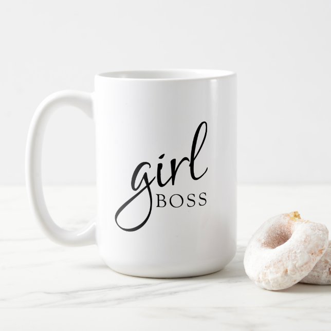 Girl Boss Elegant Black And White Coffee Mug (With Donut)