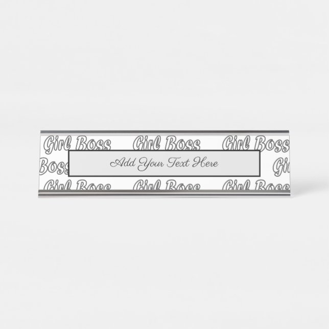 Girl Boss Empowered Lady Entrepreneur Feminism Desk Name Plate (Front)