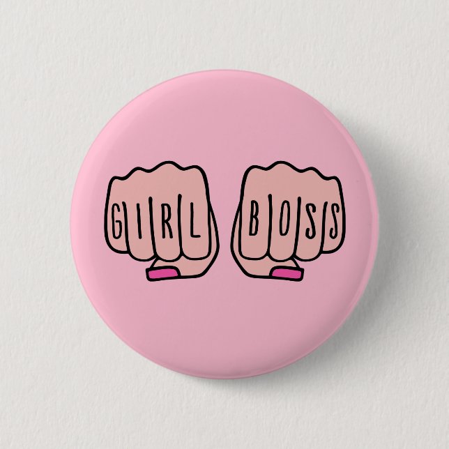 Girl boss female hands 2 inch round button (Front)