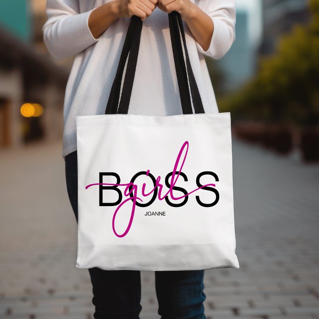 Girl Boss Hot Pink and Black Tote Bag (Creator Uploaded)