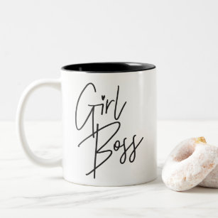 GIRL BOSS modern minimal hand lettered type black Two-Tone Coffee Mug
