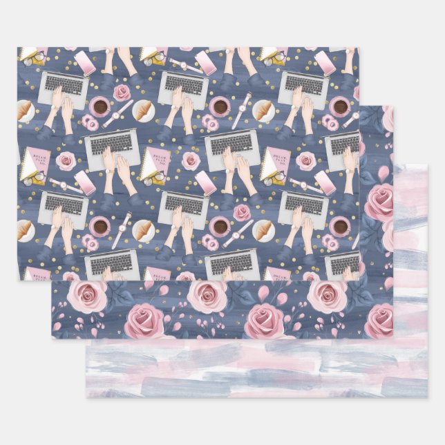 Girl Boss Pattern Wrapping Paper Sheet (Set)