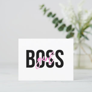 Girl Boss Pink Black  Holiday Postcard