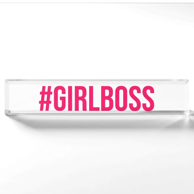 Girl Boss Pink Desk Name Plate Office Accessory (Front)