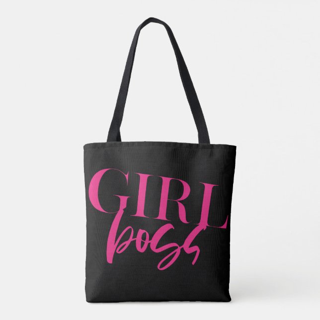 Girl Boss | Pink On Black | Modern Tote Bag (Back)