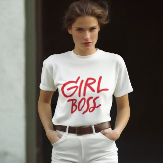 Girl Boss Red Bold Typography Feminine Girly T-Shirt