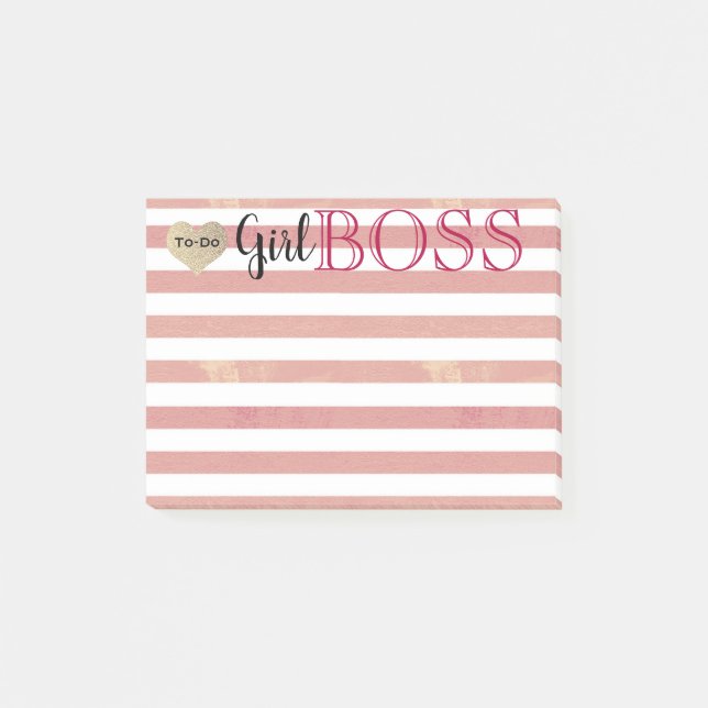 Girl Boss Rose Gold Stripes To-Do Post-it Notes (Front)