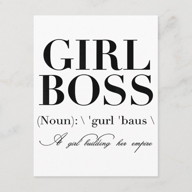 Girl Boss Tshirt, Girl Boss Enclosure Card (Front)