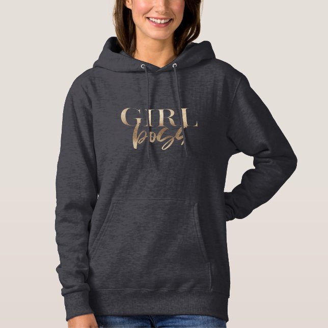Girl Boss | Yellow Gold | Black Hoodie (Front)