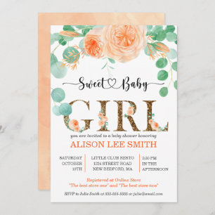 Girl Botanical teal and orange Baby Shower