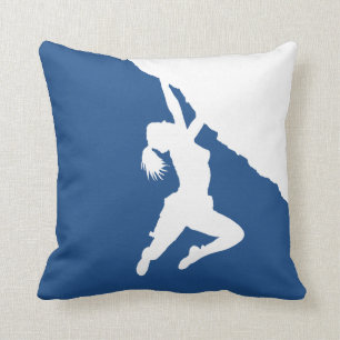 girl bouldering throw pillow