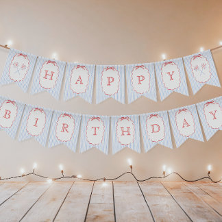 Girl Bow 4th of July Birthday Banner