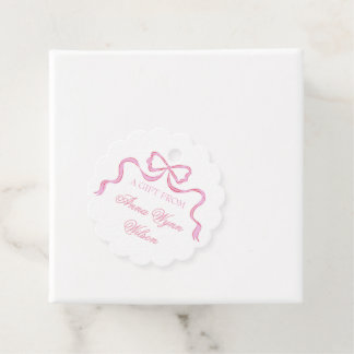 Girl Bow Watercolor Gift Tag