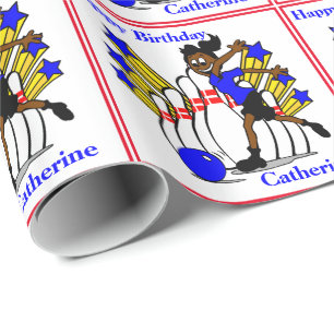 Girl Bowling 1 Personalized Birthday Gift Wrapping Paper