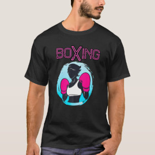 Girl Boxer Woman Boxing Hot Pink Boxing Gloves     T-Shirt