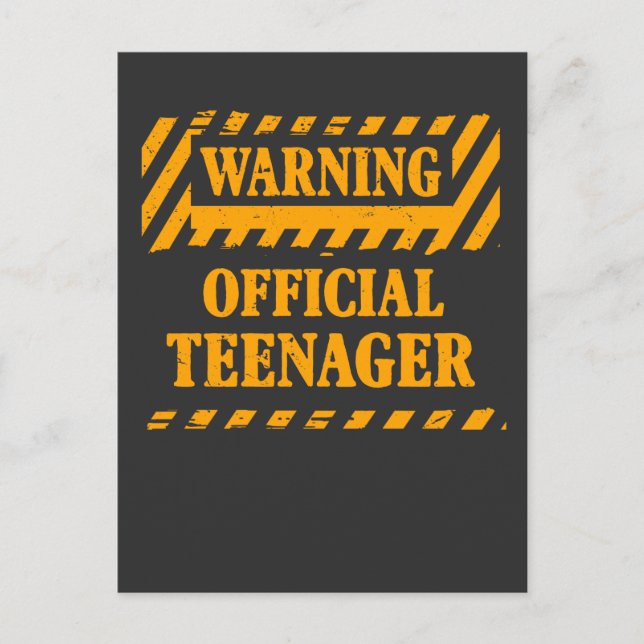 Girl Boy 13th Birthday Warning Official Teenager Postcard (Front)