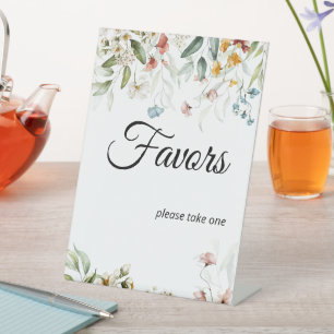 Girl Boy Baby Shower Colourful Floral Drop Favours Pedestal Sign