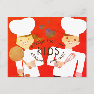 girl boy chefs kids cooking recipe card