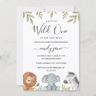 Girl Boy Safari Cute Animals Baby Shower Invitation