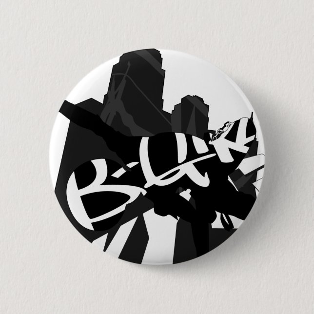 Girl Break Dancer NYC Silhouette Button Badge (Front)