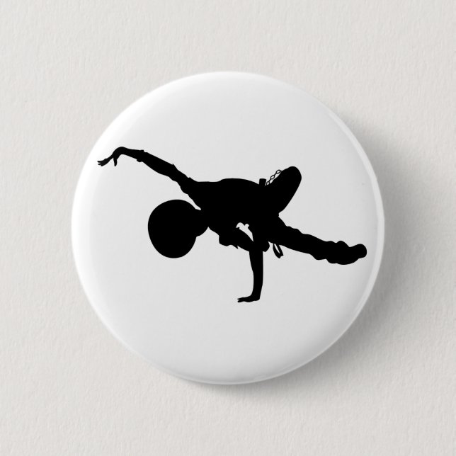 Girl Break Dancer Silhouette Button Badge (Front)