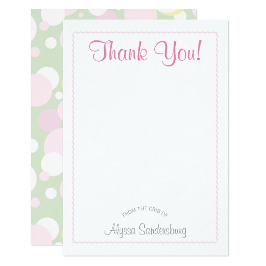 Girl Bubbles Baby Shower Thank You Card