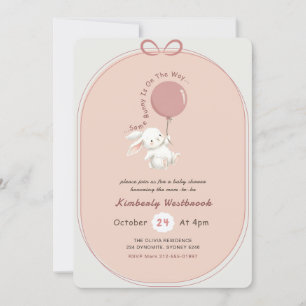 Girl Bunny Pink Bow Baby Shower Invitation