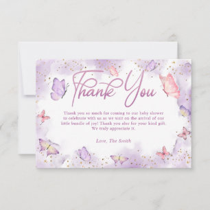 Girl Butterfly Baby Shower Thank You Card