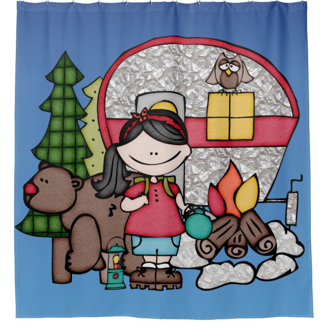 Girl Camping in Woods Bear Campfire (Front)
