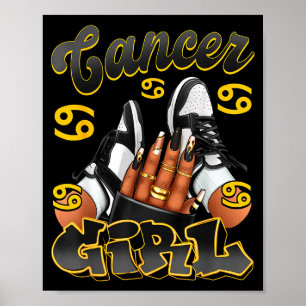 Girl Cancer Birthday Afro Queen Sneakers Poster