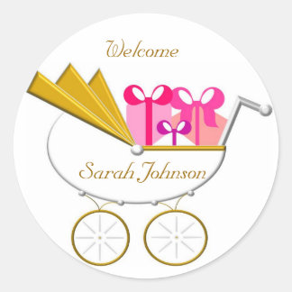 Girl_Carriage Invitation, Welcome Classic Round Sticker